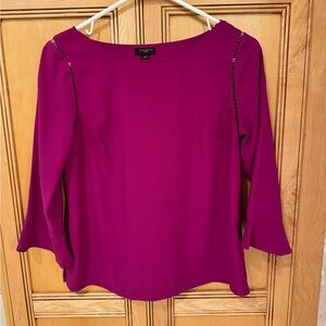 Talbots three-quarter sleeve magenta blouse.